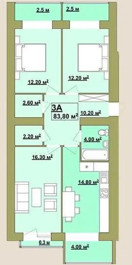 Продам Центр 3к.,82м.кв., в районі КНЯГИНЕН