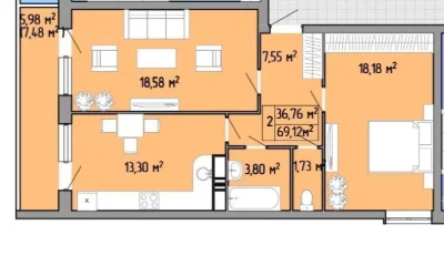 *2-кімнатна, 70 м² | Будинок зданий | Переуступка | Пішонівс