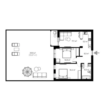 2-кімнатна квартира 96.8 м² з ремонтом | ЖК GRAND HILLS | БА