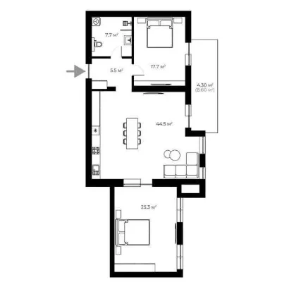2-кімнатна квартира 105 м² з ремонтом | ЖК GRAND HILLS | БАМ