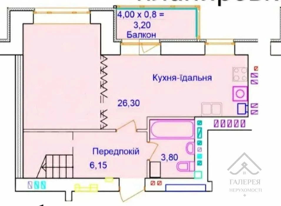 Продаж 1-кімнатної квартири, автономне газове опалення.