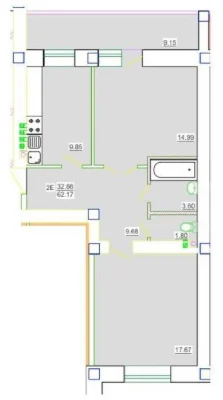 2-комнатная, 61 м². Новый дом в 5ти минутах от центра, согла.