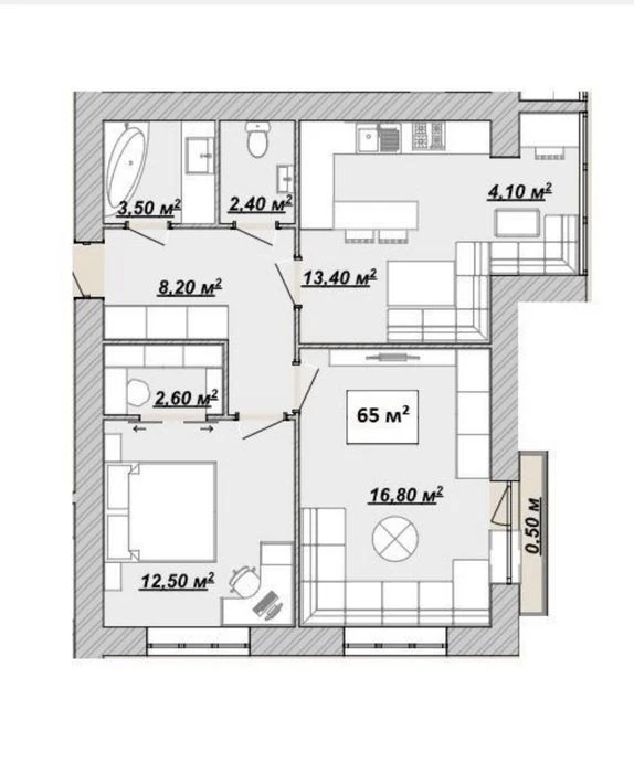 Прямий продаж 2 квартири 65 м² в центрі