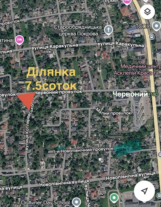 Цікава міська ділянка 7.5 с. під будинок