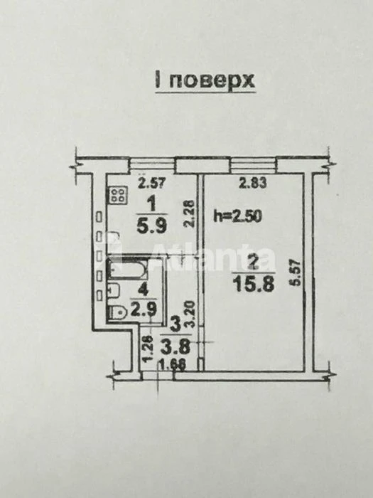 1-кімнатна квартира на 1-му поверсі Черемушки/1 ст. Люстдорф