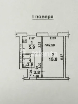 1-кімнатна квартира на 1-му поверсі Черемушки/1 ст. Люстдорф