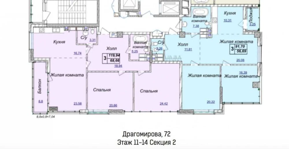 Продаж трикімнатної квартири без ремонту ЖК «Новопечерські Л