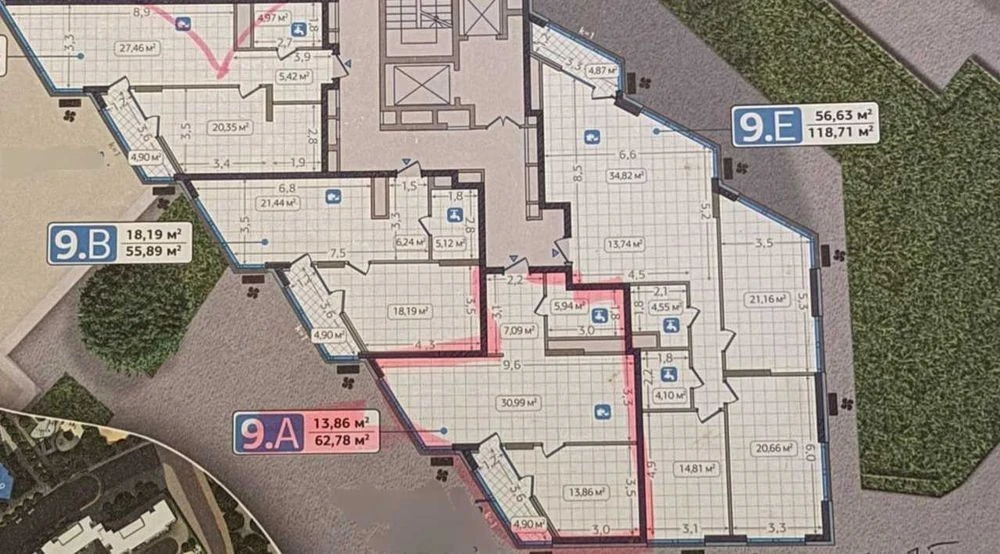 No% Sale of a super 2-room apartment 62.78m² in the Zarichny residential complex