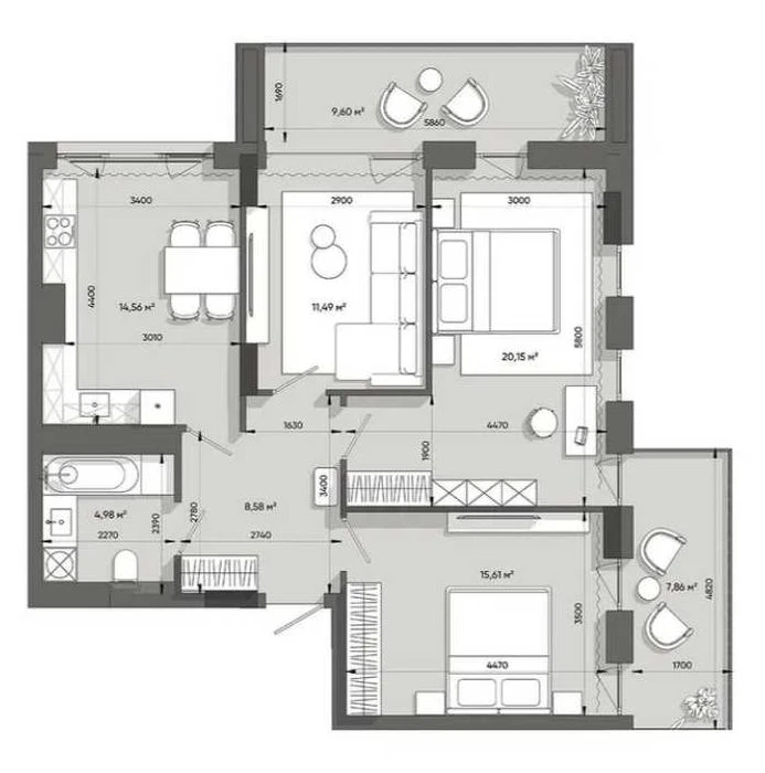 Продаж 3х кімнатної квартири в ЖК Lennona Residents. Без ком