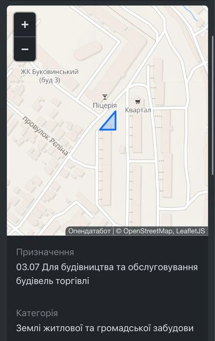 Продаж; Ділянка; Чернівці; Проект під комерційну забудову;