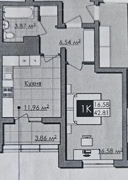Продаж 1-к , Малоголосківська , ЖК Нове життя , 43/12/31м2 ,