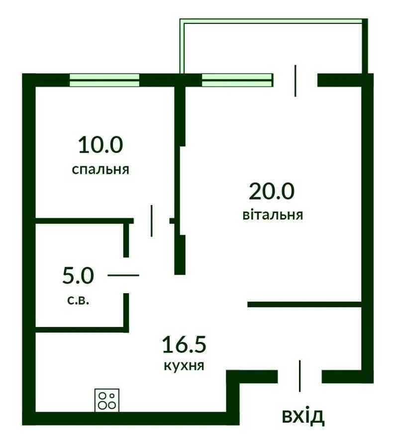 Продаж 1-кімнатної квартири 52 м², Михайла Донця вул., Ломон