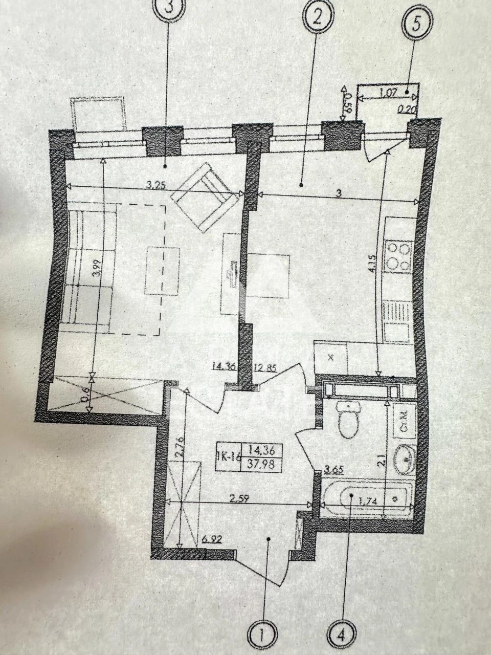 Продам однокімнатну квартиру (38 м²) у Києві, Голосіївський