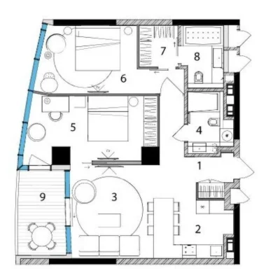 Sale of a 1-room apartment at the bottom of the market in the premium residential complex Taryan Towers Io