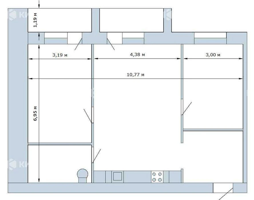 2 rooms 81m2 Saltivka (Saltivka, Ak. Pavlova, residential complex Sputnik)12756
