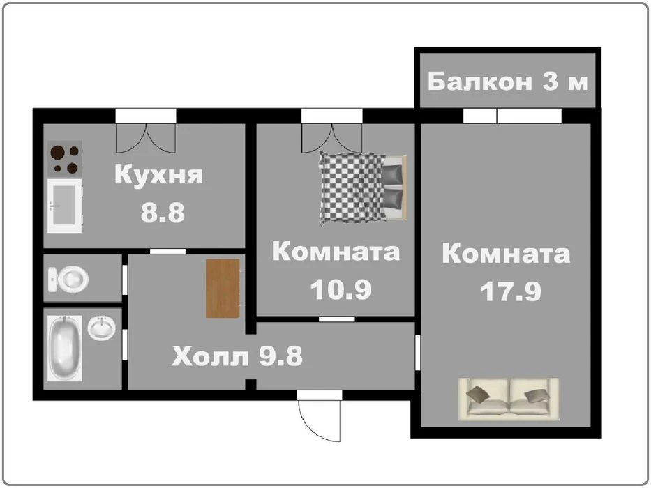 Продам 2х комнатную с большой кухней Хортицкий рн