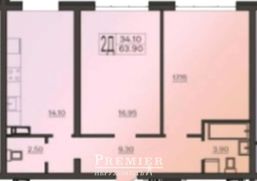 Продажа 2-комнатной 64м² квартиры в новом сданном доме на ул