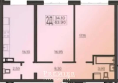 Продажа 2-комнатной 64м² квартиры в новом сданном доме на ул