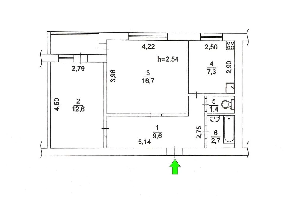 Продаж 2 кімн. квартири 54м2 Харківське шосе 55 - (цегляний