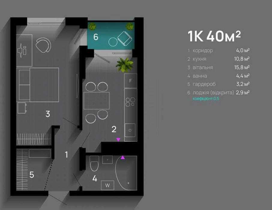 1 кімнатна квартира.  Район центру. Розтермінування. єОселя