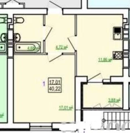 For sale 1-room apartment in a completed building residential complex Skazka 40.5 m2 V