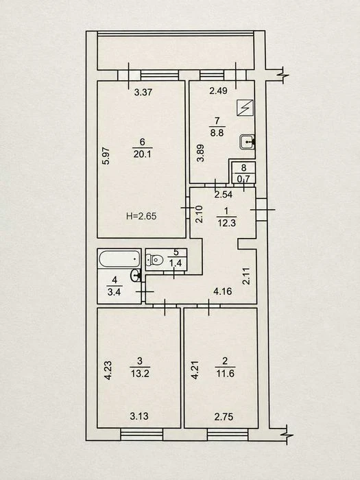 Продаж 3-х кім. квартира 78 м.кв., 2 поверх, біля Дніпра та