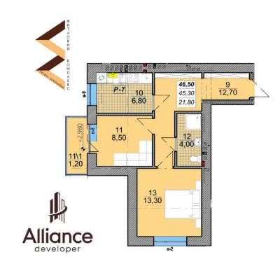 Центр міста! 1-кімнатна квартира 46,5 м² з балконом! Від заб