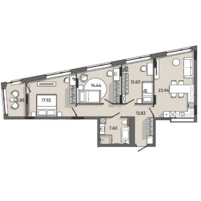 Sale of 3-room apartment on Plastova Street, Orlan Residential Complex, Resident Develo