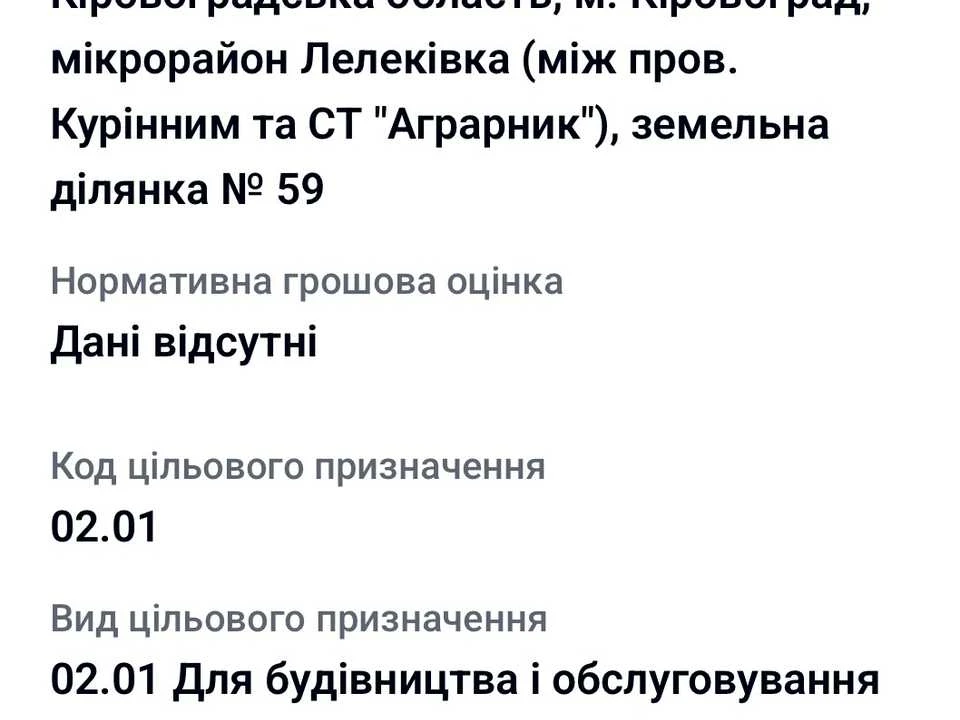 Ділянка. Кропивницький, Вільний пров.