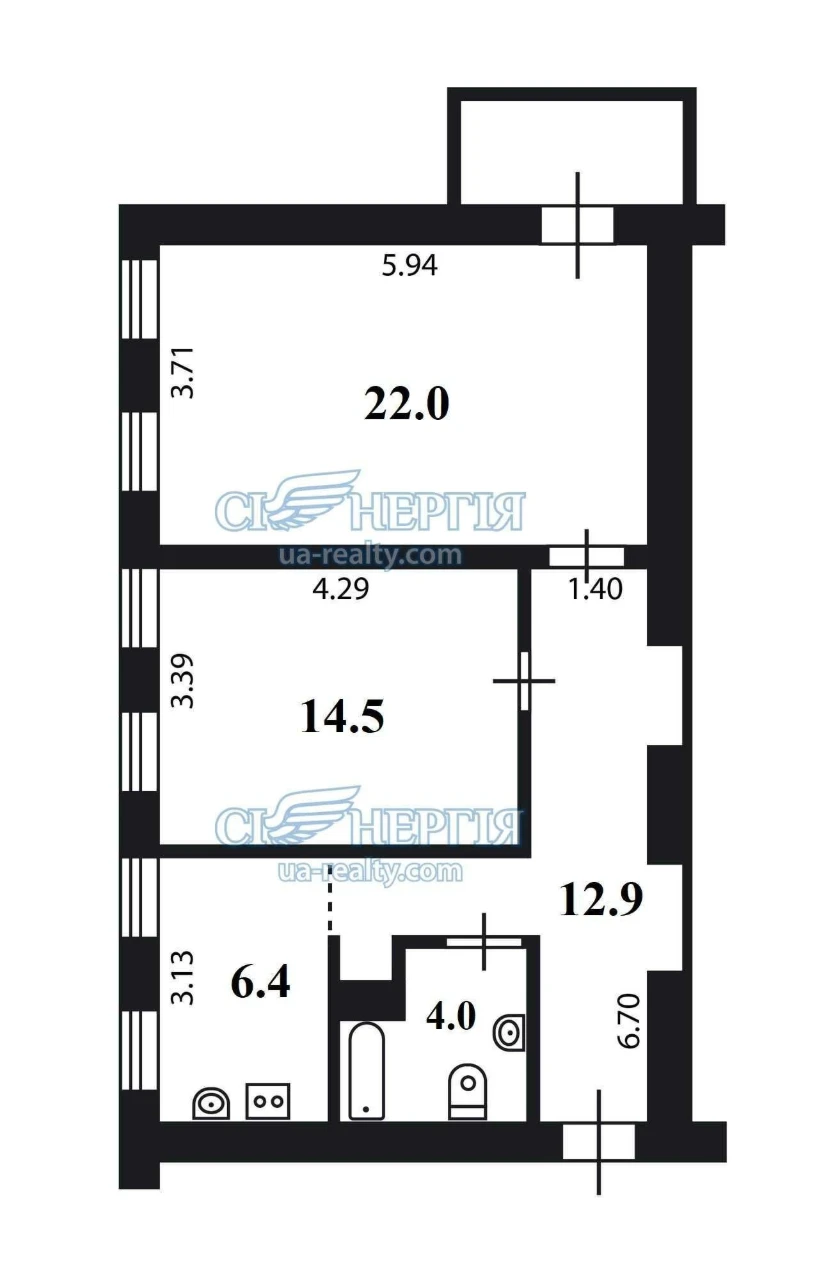 2-кімнатна 60.8 м. кв. Панаса Мирного, 9-Б ст. метро Печерсь