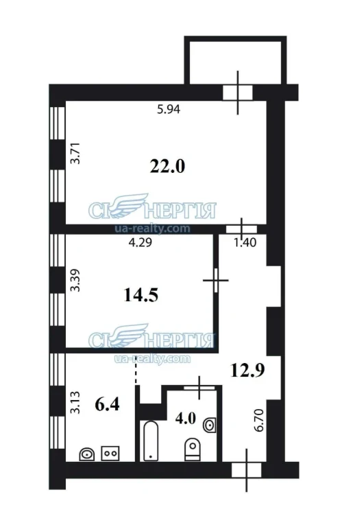 2-кімнатна 60.8 м. кв. Панаса Мирного, 9-Б ст. метро Печерсь