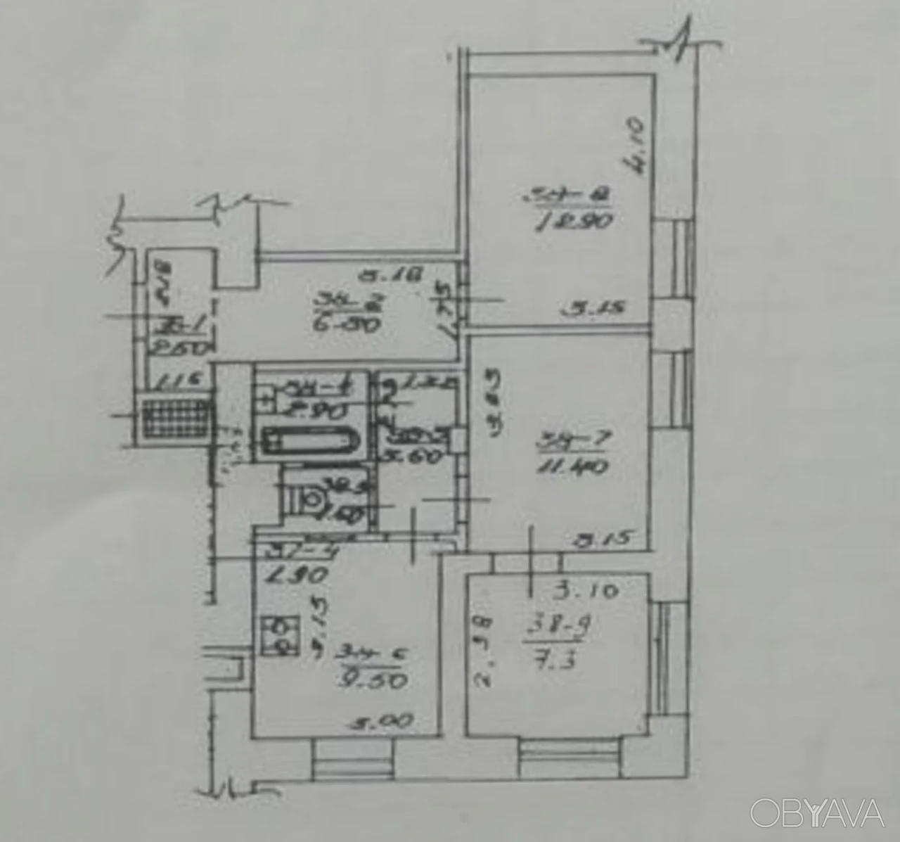3-room apartment, 58 sq.m.