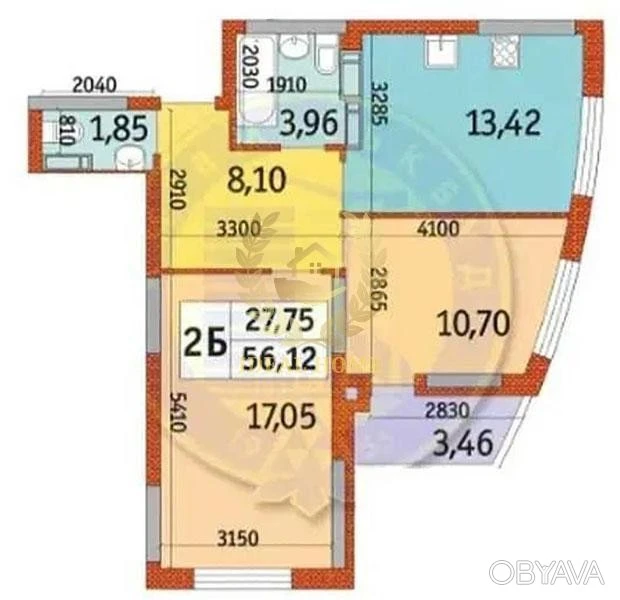 2-room apartment, 56.1 sq.m.