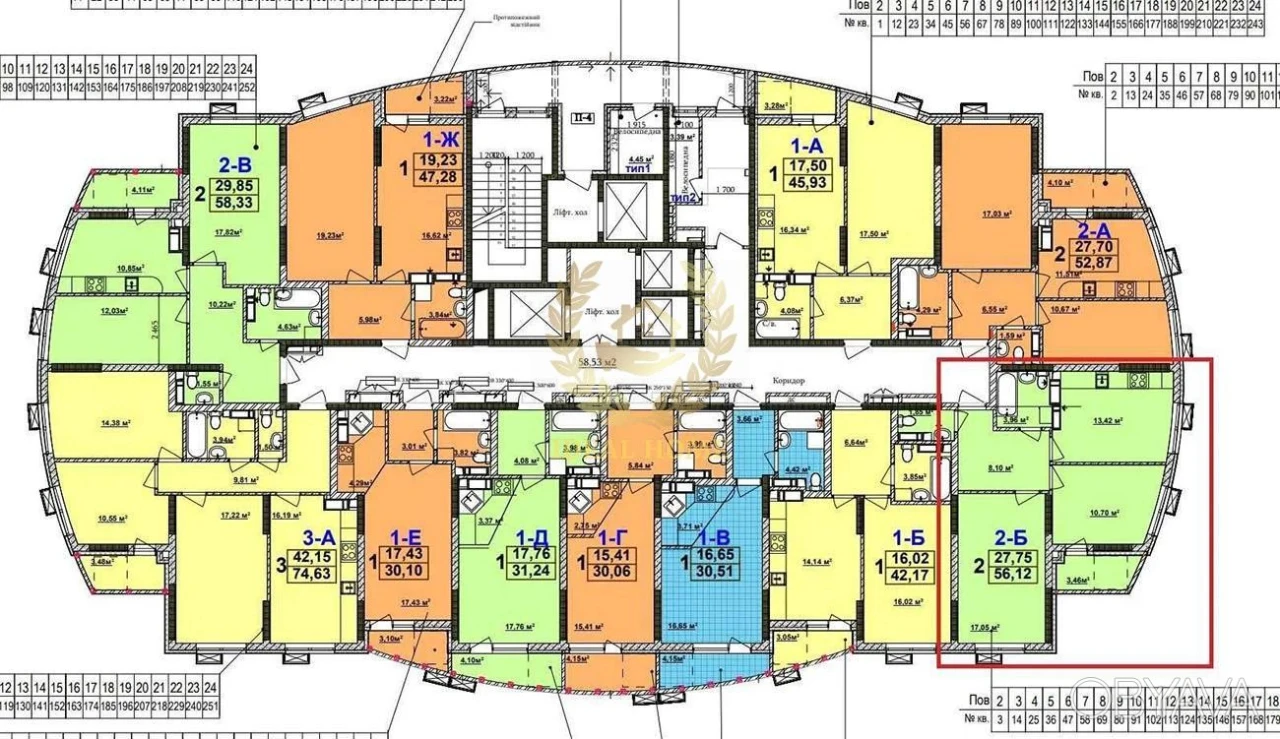 2-room apartment, 56.1 sq.m.