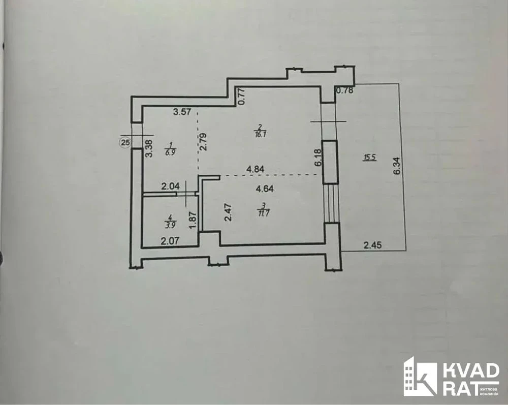Продається 1-кімнатна квартира 43,2 м² з патіо — ЖК «Долішні