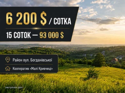 ПРОДАЖ ЗЕМЕЛЬНОЇ ДІЛЯНКИ кооператив «Малі Кривчиці» Львів!!
