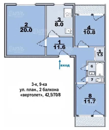 D1M Продам 3 комн. квартиру улучшенной планировки. Евроремо