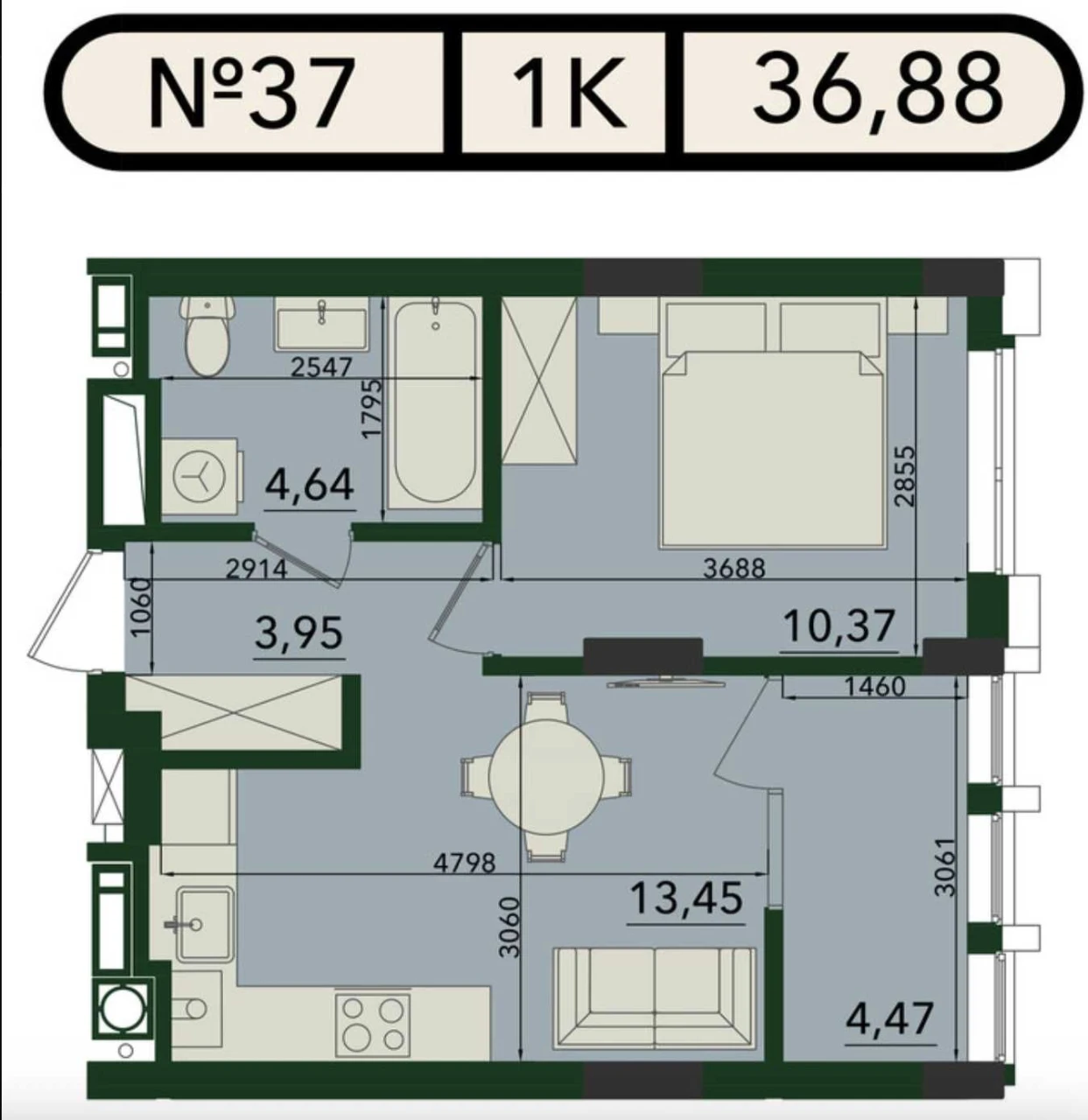 Ліквідна нерухомість | 1-кім. квартира 36.8 м² у ЖК SVOЇ PLU