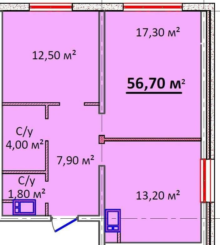 2-комнатная 55,4 м² с видом на море - Литературная, 8 ст. Фо