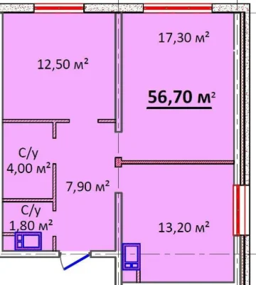 2-комнатная 55,4 м² с видом на море - Литературная, 8 ст. Фо