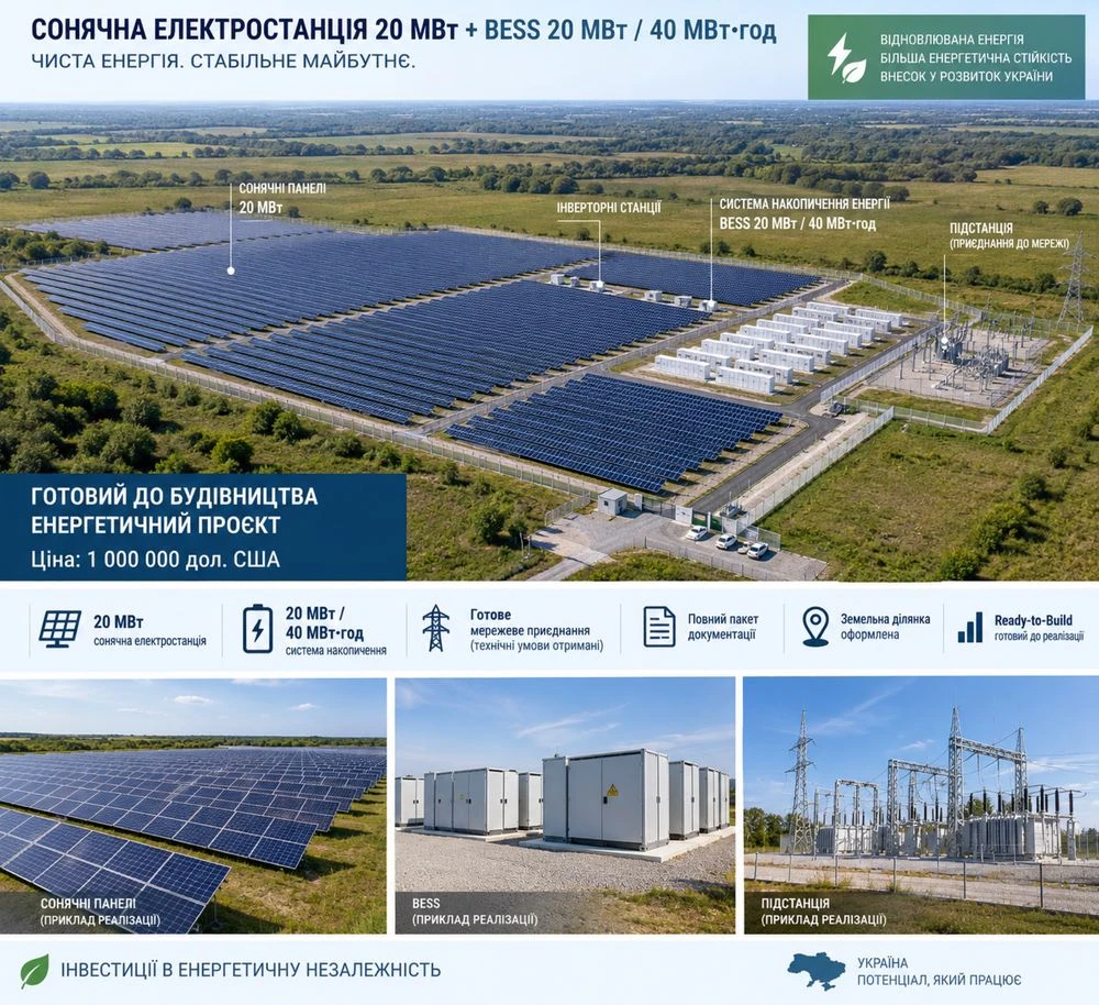 Продаж готового енергетичного проекту під будівництов, ділян