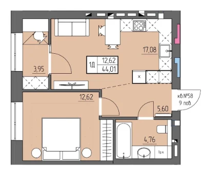 Продаж 1-кімнатної квартири в Зиґ Заґ | $1050/м²/ розтерміну