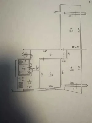 Продам 3 комн квартиру 67 м2 на 6-м этаже из 9-ти Дом с газо