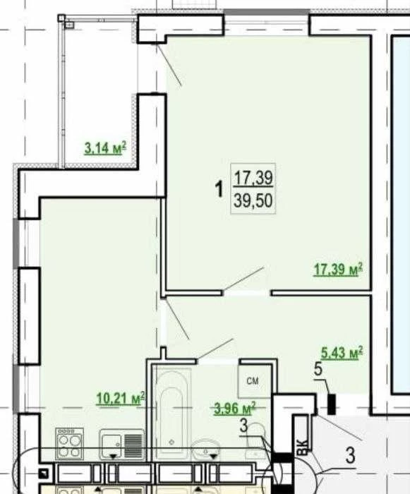 Продам 1 комн. квартиру - 40 м2, ЖК Гидропарк, м. Киевская,