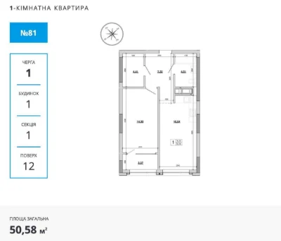 ЕТАП ЗДАЧІ, продаж видова 1кім. квартира 51 м² \ ЖК Величков