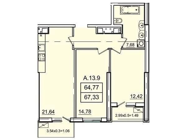 Срочно! 2комн квартира 67 кв.м. с новым ремонтом. Аркадия, п