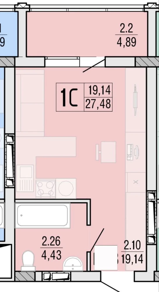 Продам уютную студию 29 м² с видом на двор в ЖК Акварель 4.