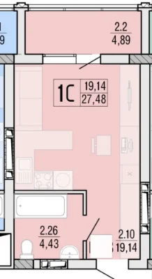 Продам уютную студию 29 м² с видом на двор в ЖК Акварель 4.