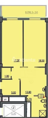 2-кімнатна квартира в ЖК Лідерський біля парку Шевченка