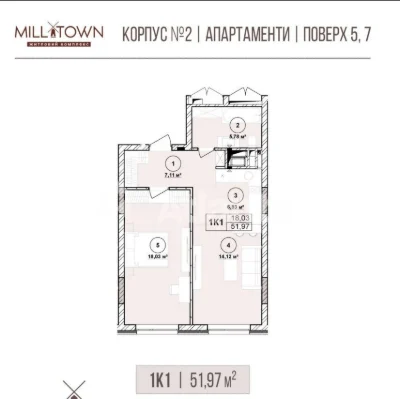 Продаж 1-кім квартири в ЖК Mill Town (апартаменти) пр.Чорнов